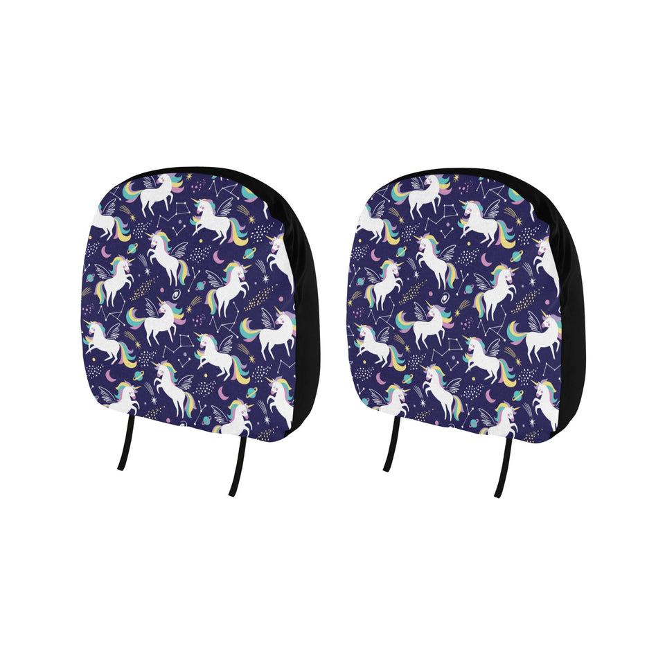 Hand drawn cute unicorn star planet Car Headrest Cover