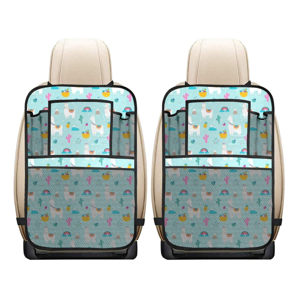 Llama alpaca cactus leaves pattern Car Seat Back Organizer