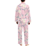 Japanese crane rose pattern Men's Long Pajama Set