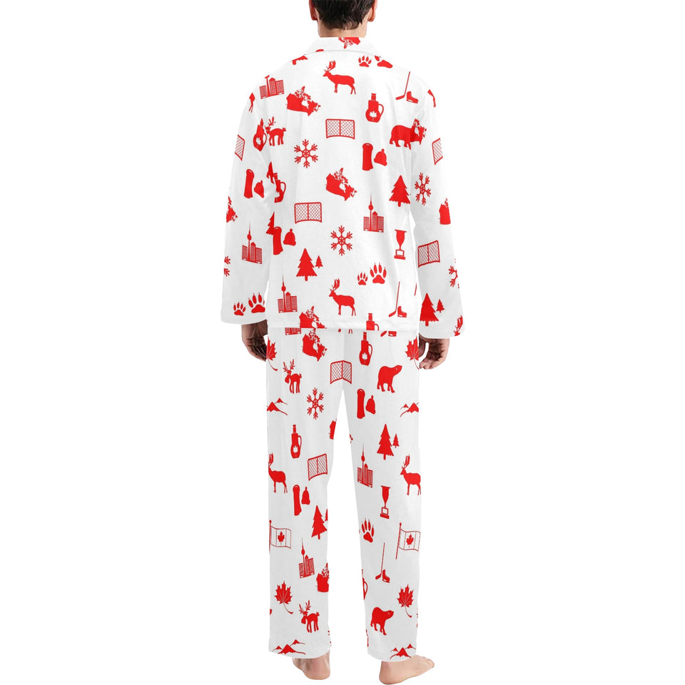 Canada Pattern Print Design 04 Men's Long Pajama Set
