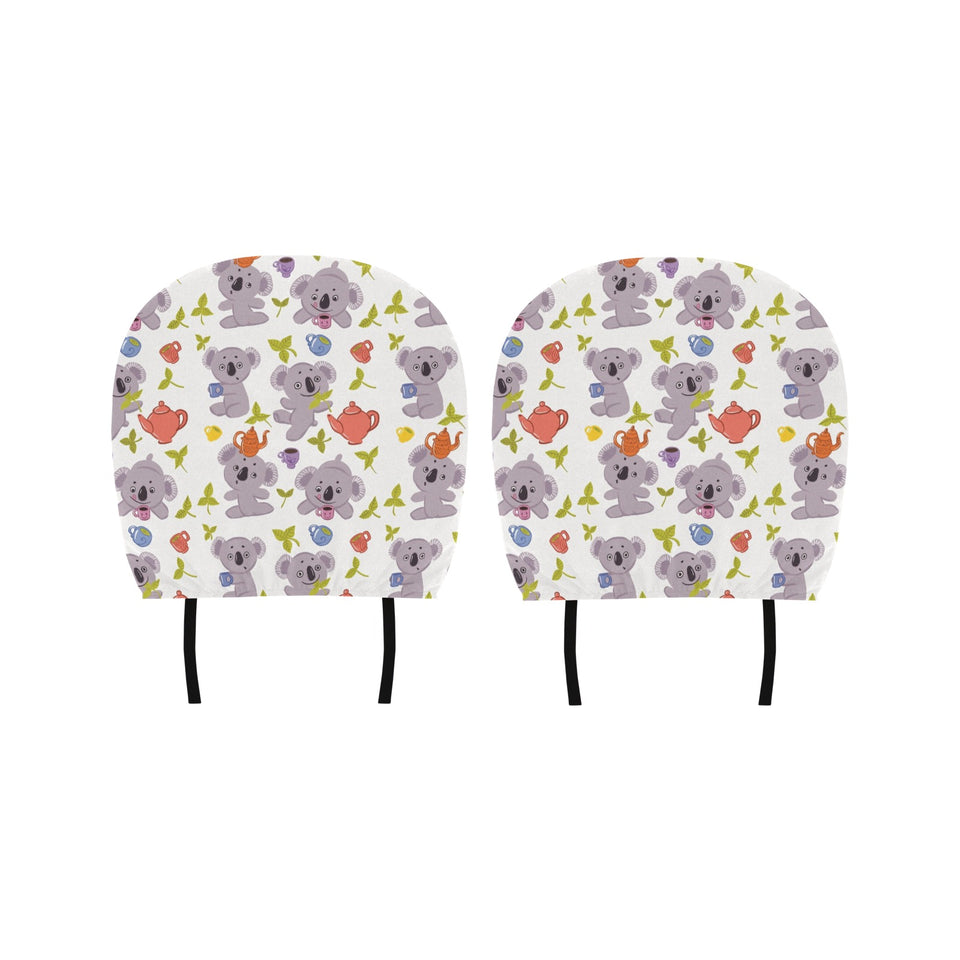 Cute koalas teapots tea Car Headrest Cover