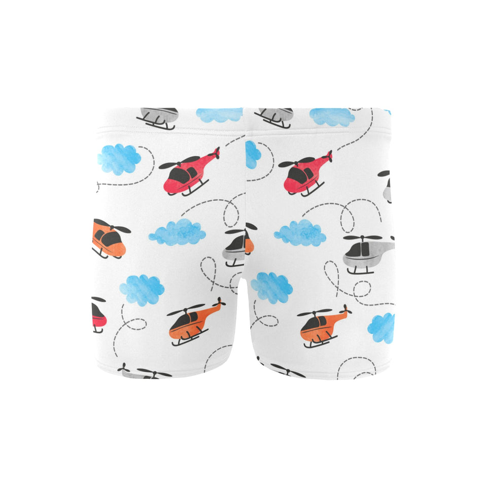 Watercolor helicopter cloud pattern Men's Swimming Trunks