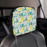 Cute parrot toucan flamingo cactus exotic leaves p Car Headrest Cover