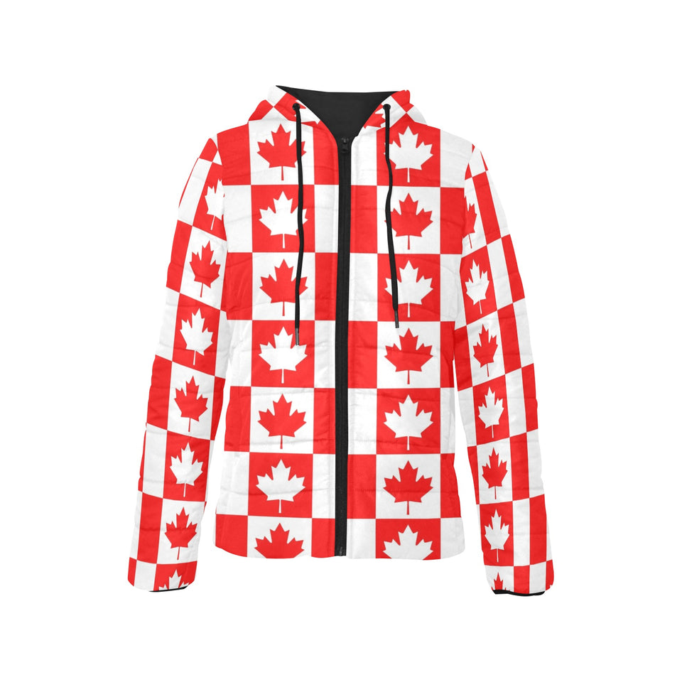 Canada Pattern Print Design 05 Women's Padded Hooded Jacket