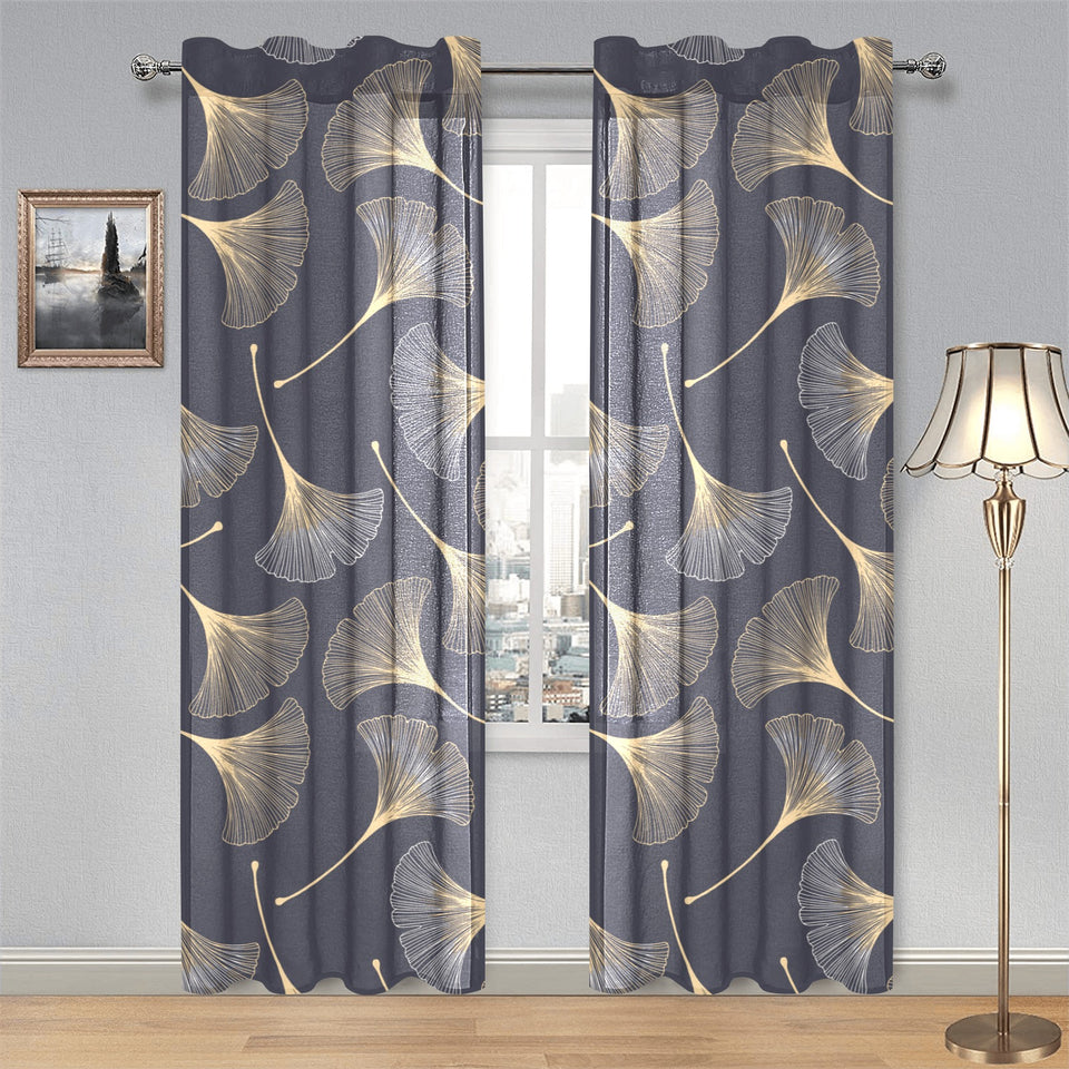 Gold ginkgo leaves Gauze Curtain