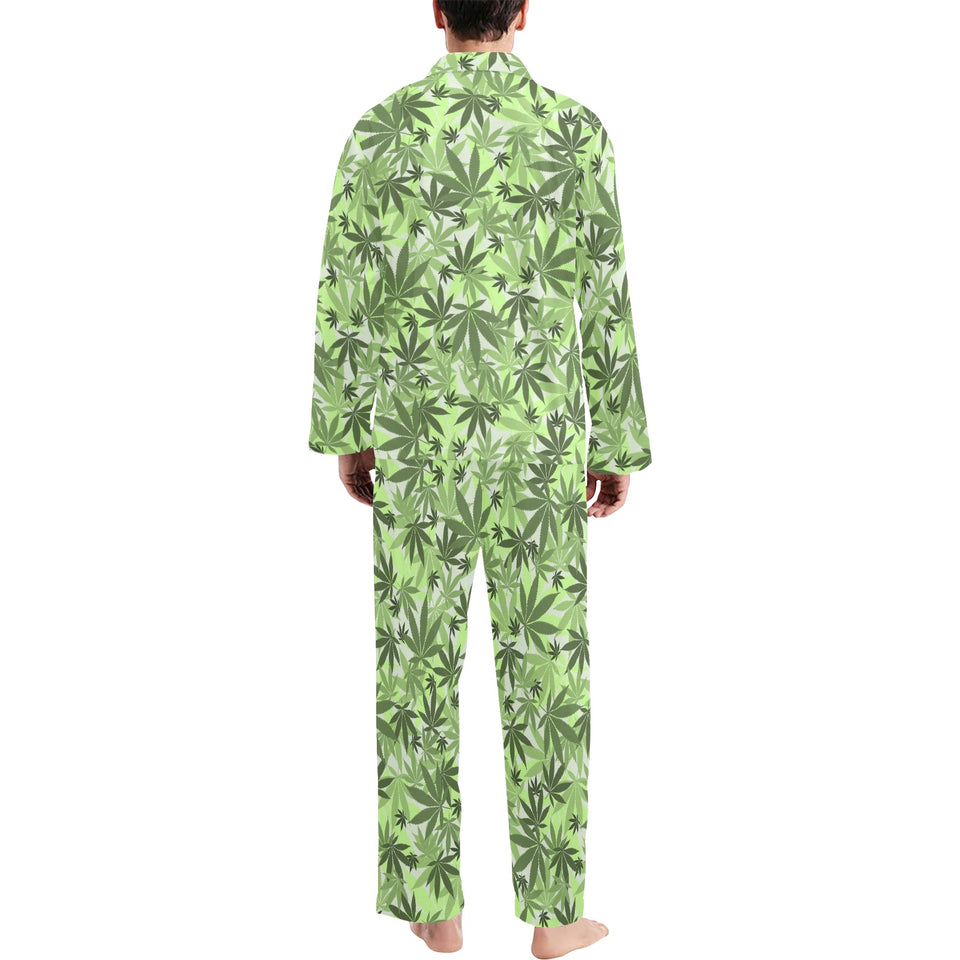 Canabis Marijuana Weed Pattern Print Design 01 Men's Long Pajama Set
