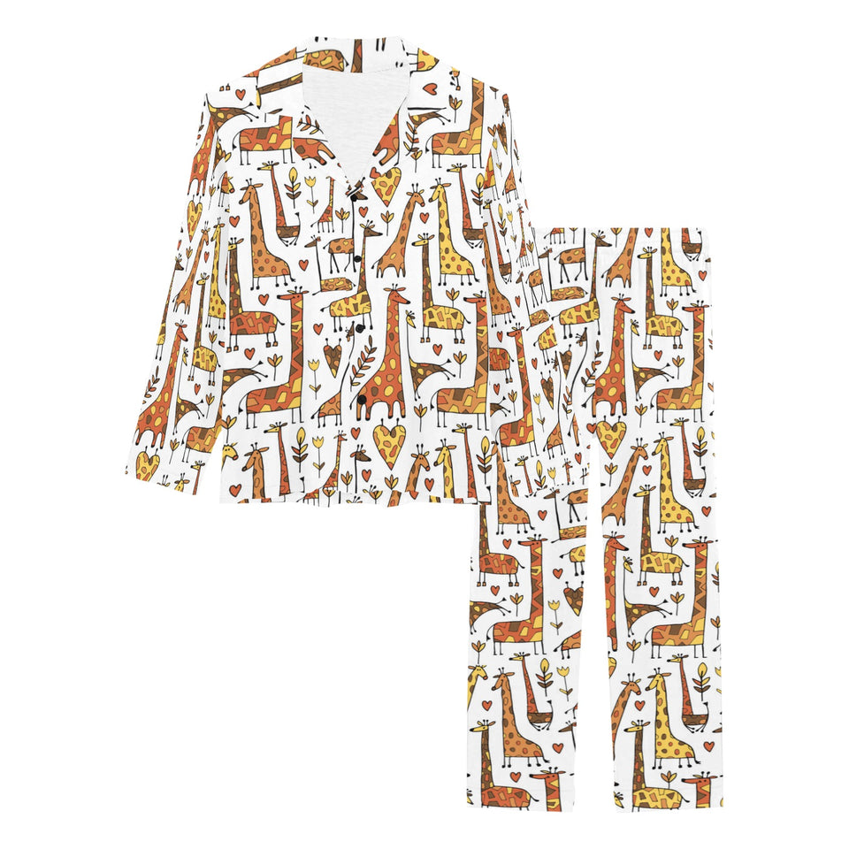 Giraffe Pattern Print Design 04 Women's Long Pajama Set