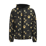 Dog Paws Pattern Print Design 05 Men's Padded Hooded Jacket