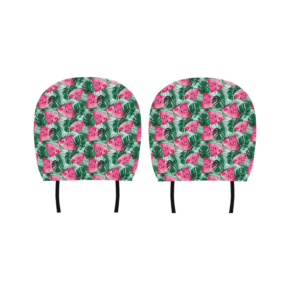 Watermelons tropical palm leaves pattern Car Headrest Cover