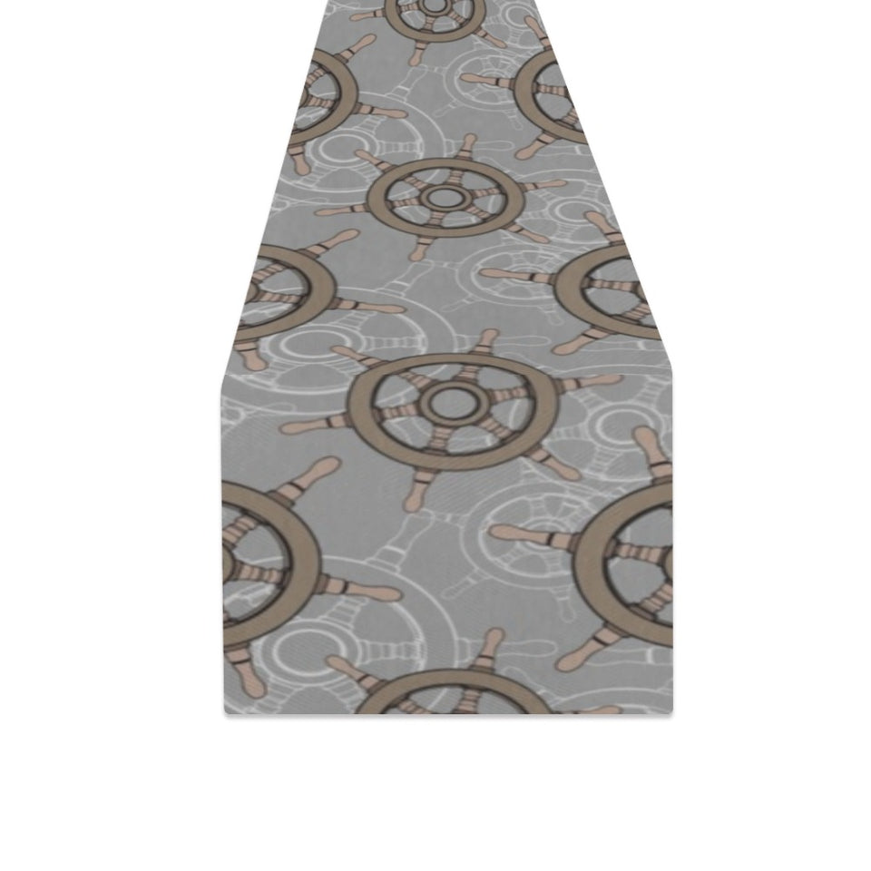 nautical wood steering wheel pattern Table Runner