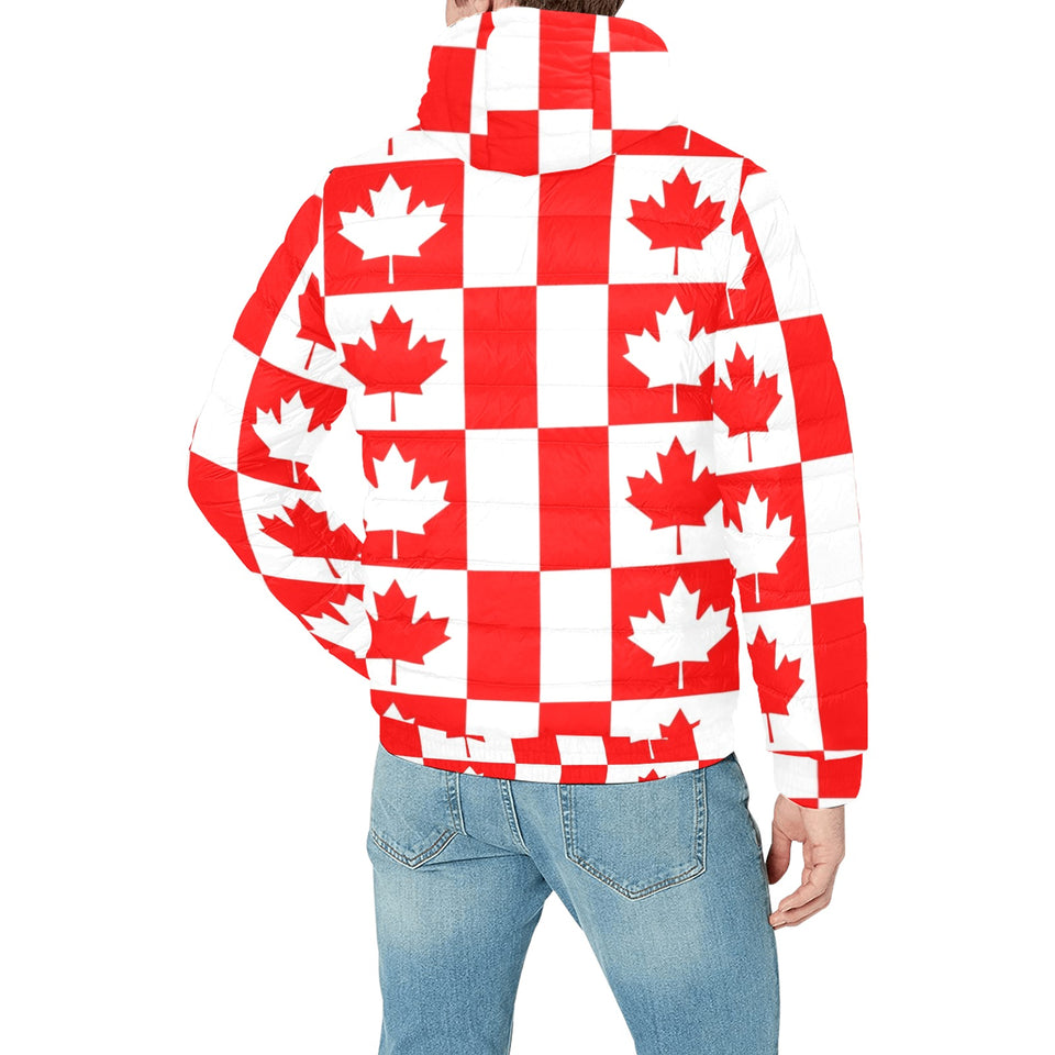 Canada Pattern Print Design 05 Men's Padded Hooded Jacket