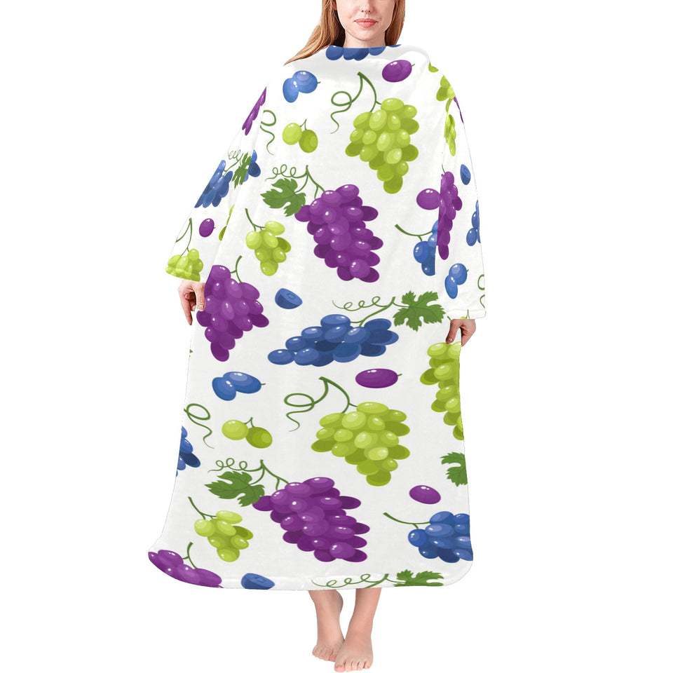 Grape pattern Blanket Robe with Sleeves