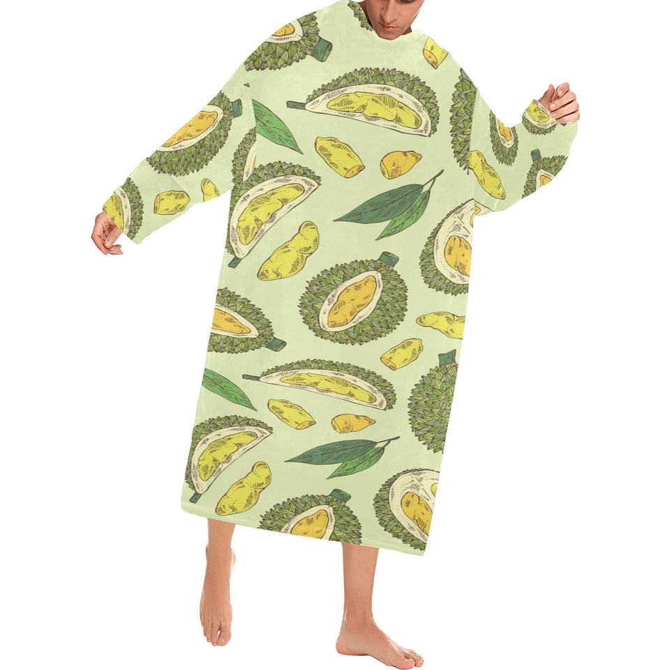Durian leaves pattern background Blanket Robe with Sleeves