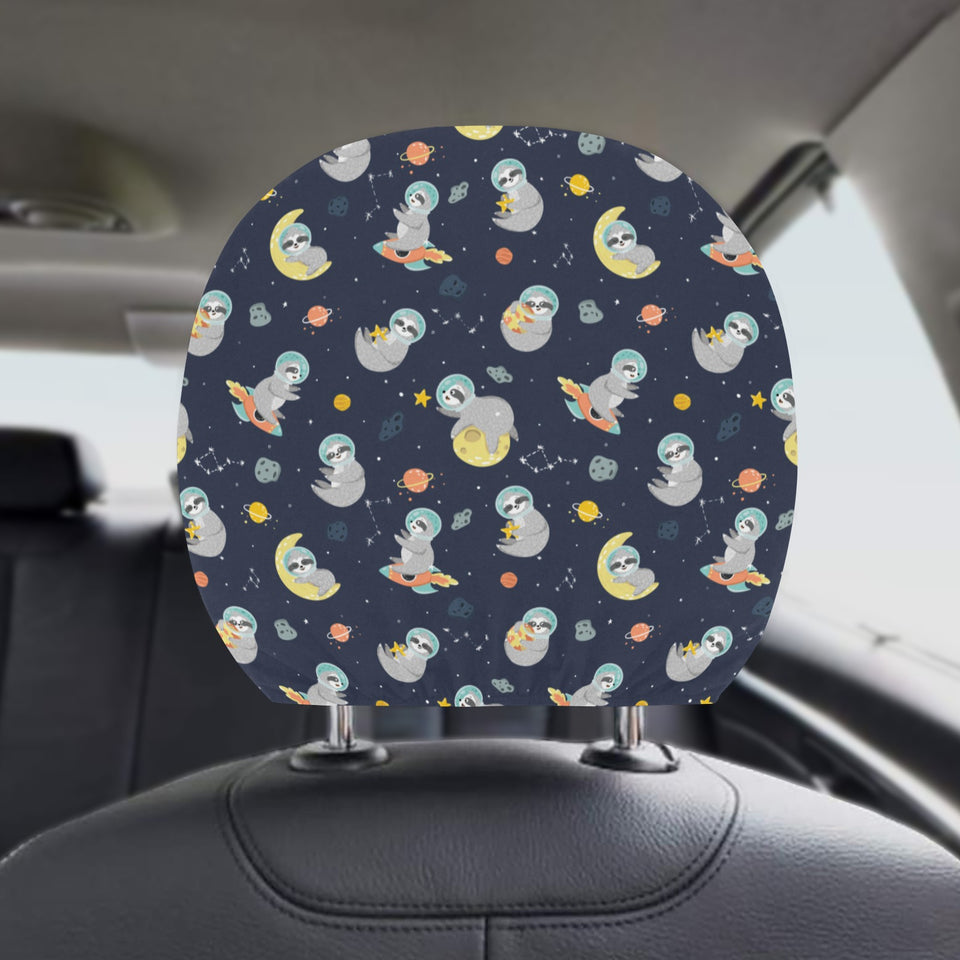 Cute sloth astronaut star planet rocket pattern Car Headrest Cover