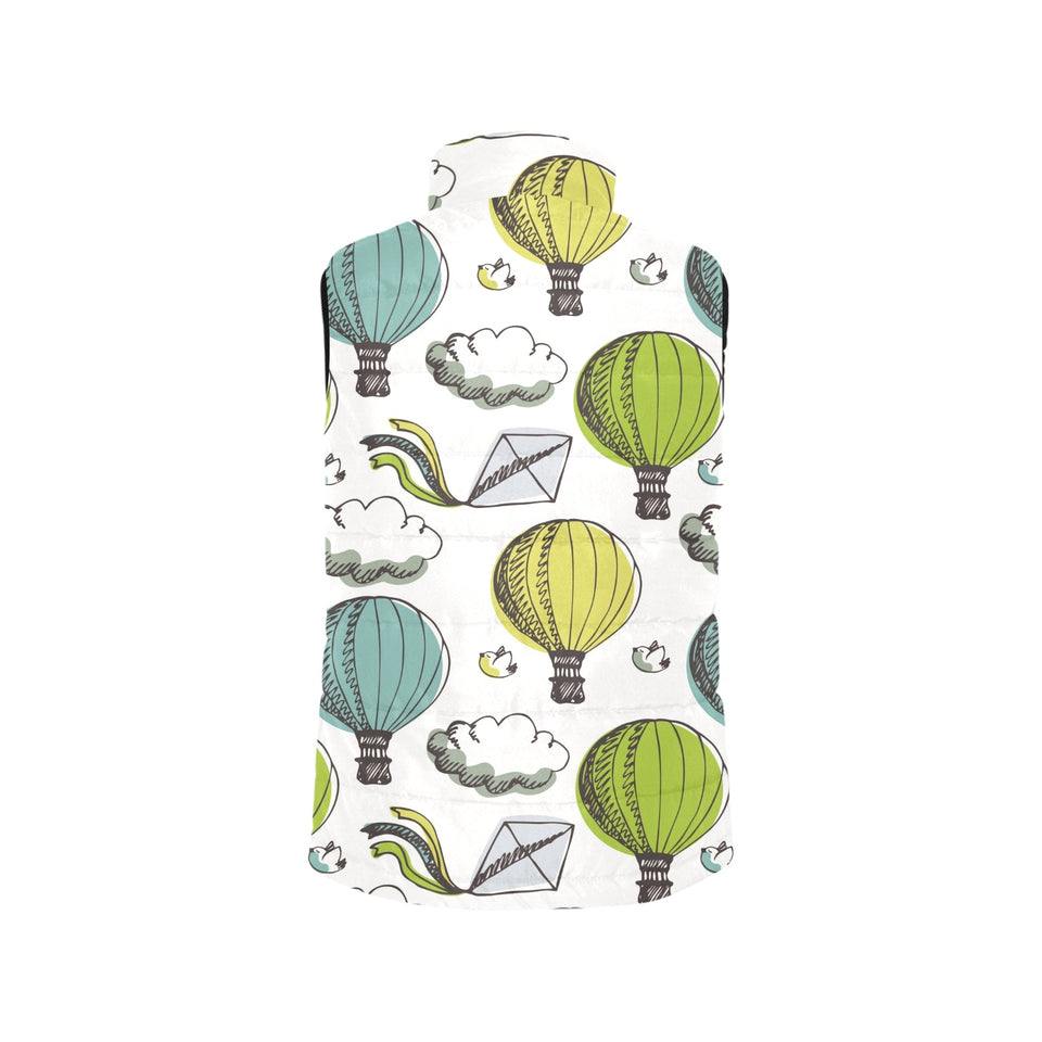 Hot Air Balloon Bird Cloud Pattern Men's Padded Vest