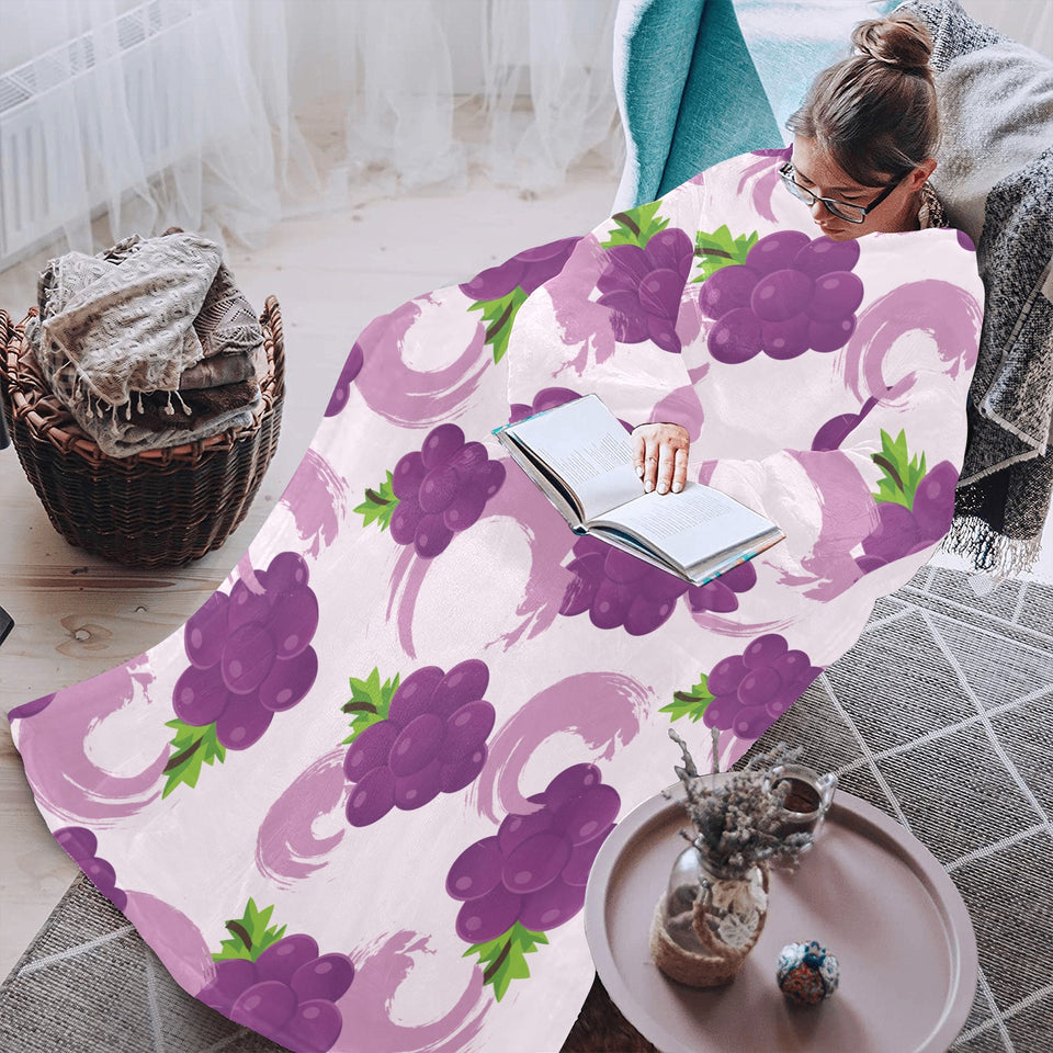 Cute Grape pattern Blanket Robe with Sleeves