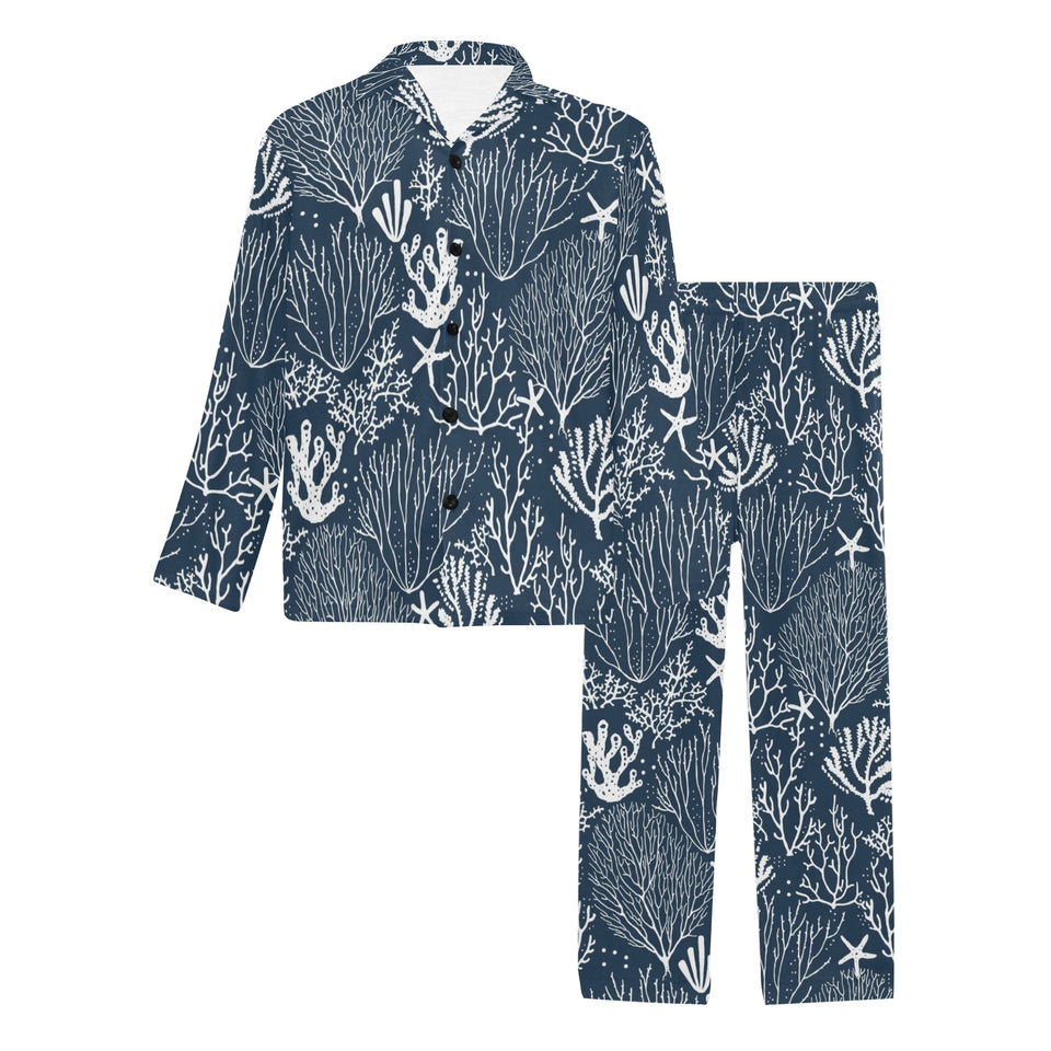Coral Reef Pattern Print Design 05 Men's Long Pajama Set