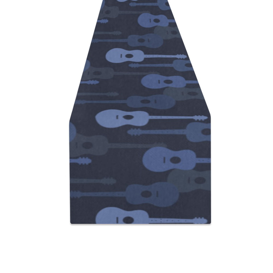 Blue Theme guitar pattern Table Runner
