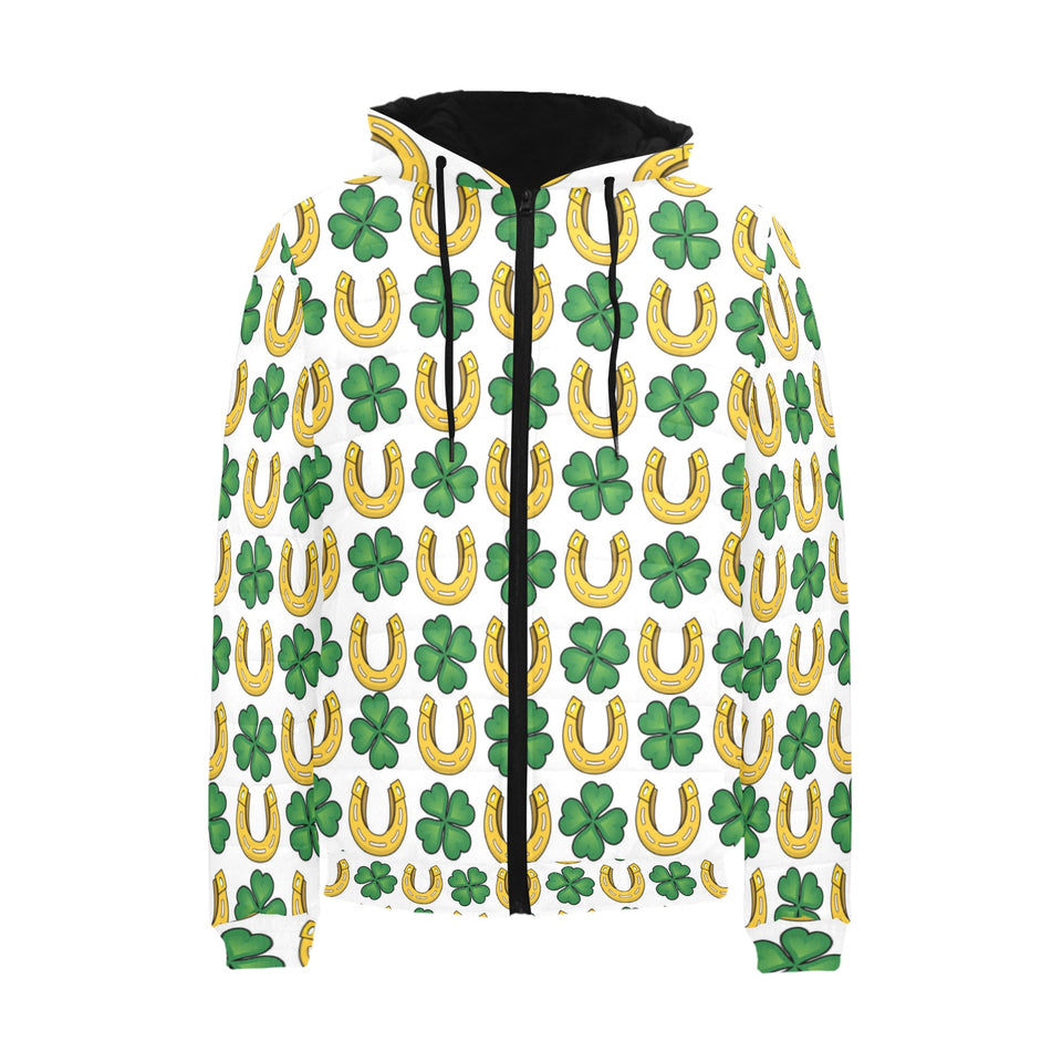 Horseshoes Pattern Print Design 04 Men's Padded Hooded Jacket