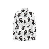 Ninja pattern plaid background Women's Long Sleeve Polo Shirt