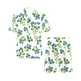 blueberry white background Men's V-Neck Short Pajama Set