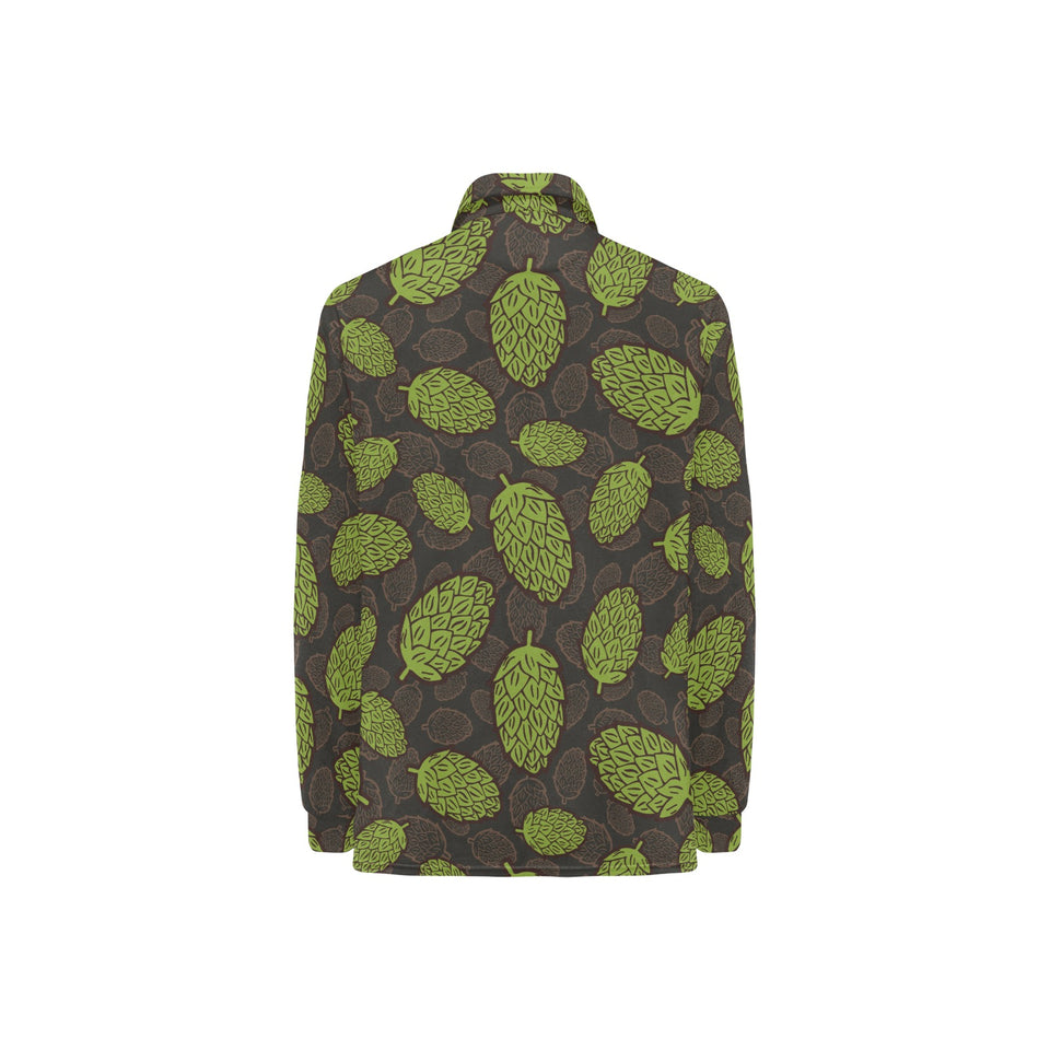 Hop pattern black background Women's Long Sleeve Polo Shirt