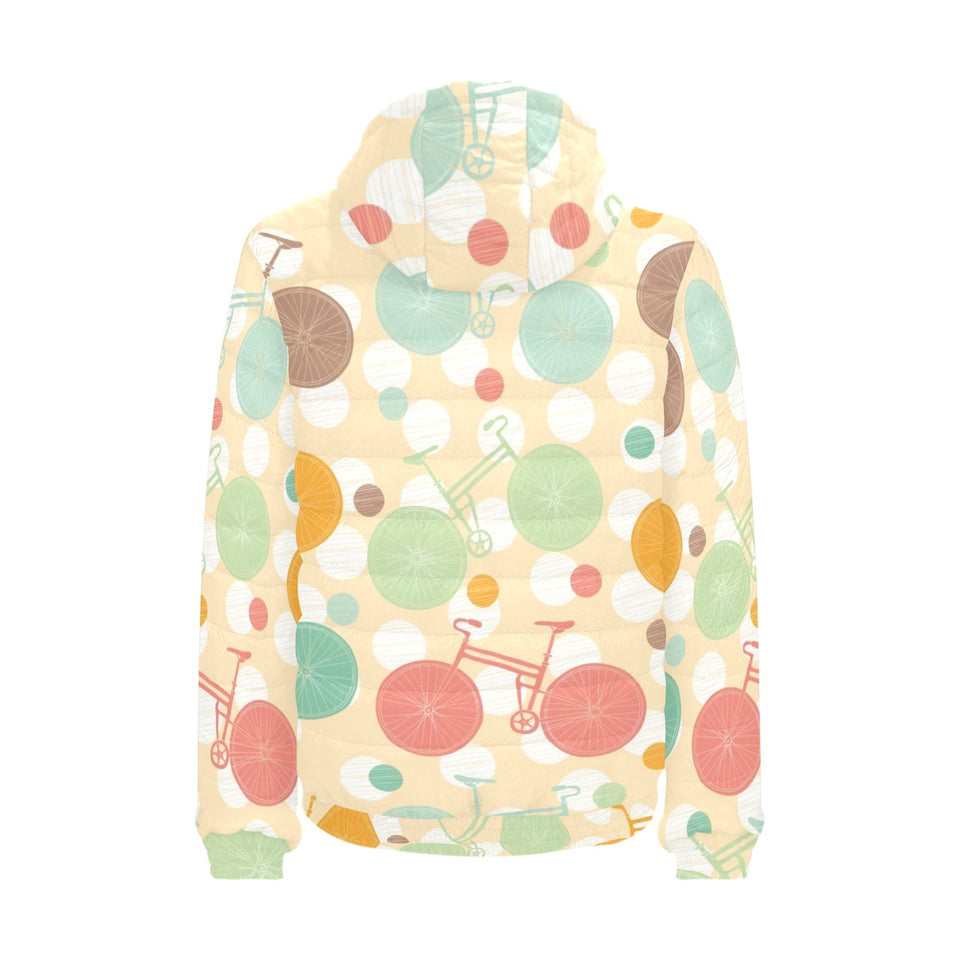 Bicycle Pattern Print Design 01 Men's Padded Hooded Jacket