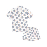 Hedgehog Pattern Print Design 04 Kids' Boys' Girls' V-Neck Short Pajama Set