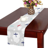 Airplane cloud grey background Table Runner