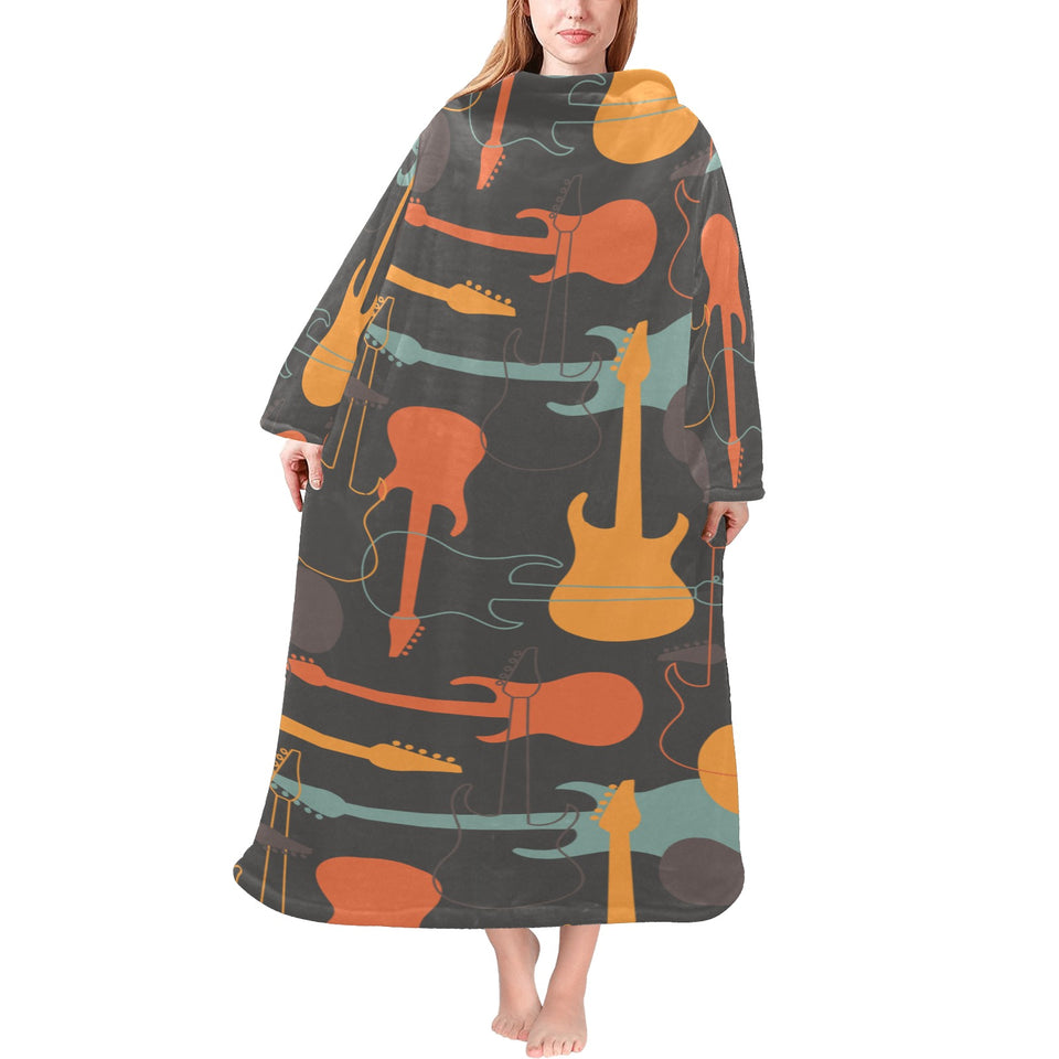 electric guitars pattern Blanket Robe with Sleeves