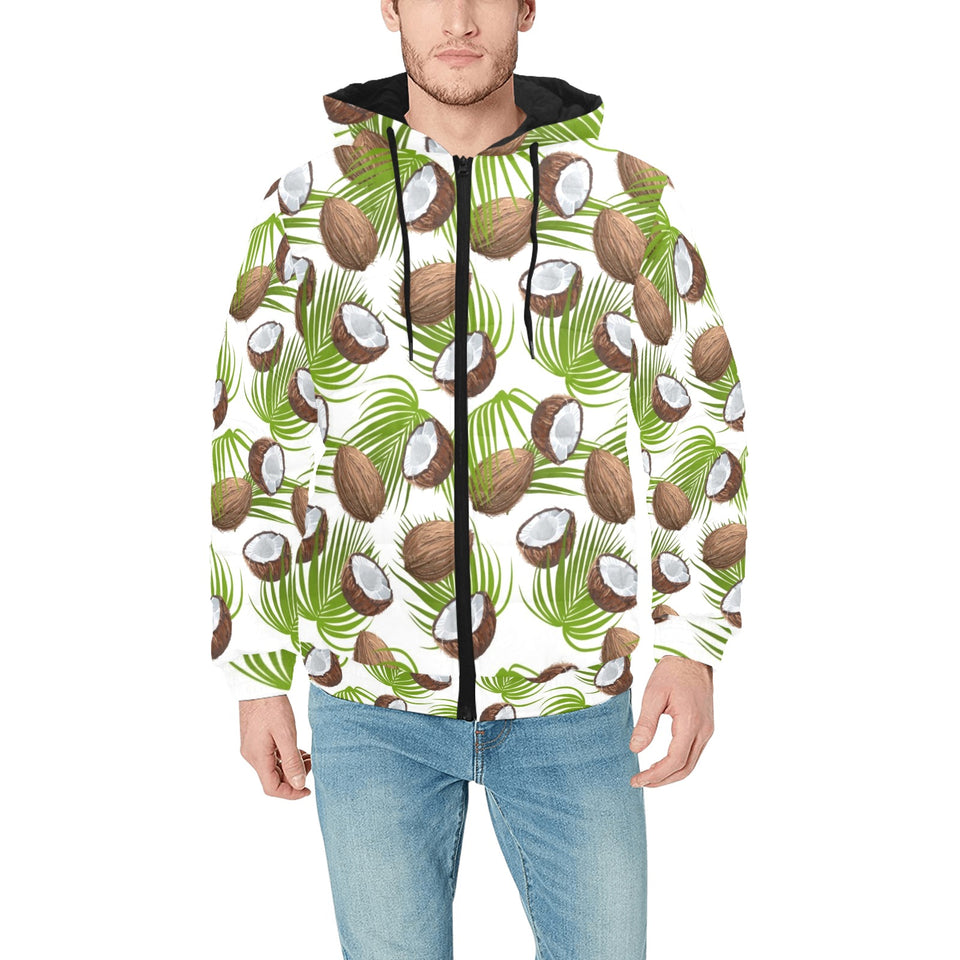 Coconut Pattern Print Design 04 Men's Padded Hooded Jacket
