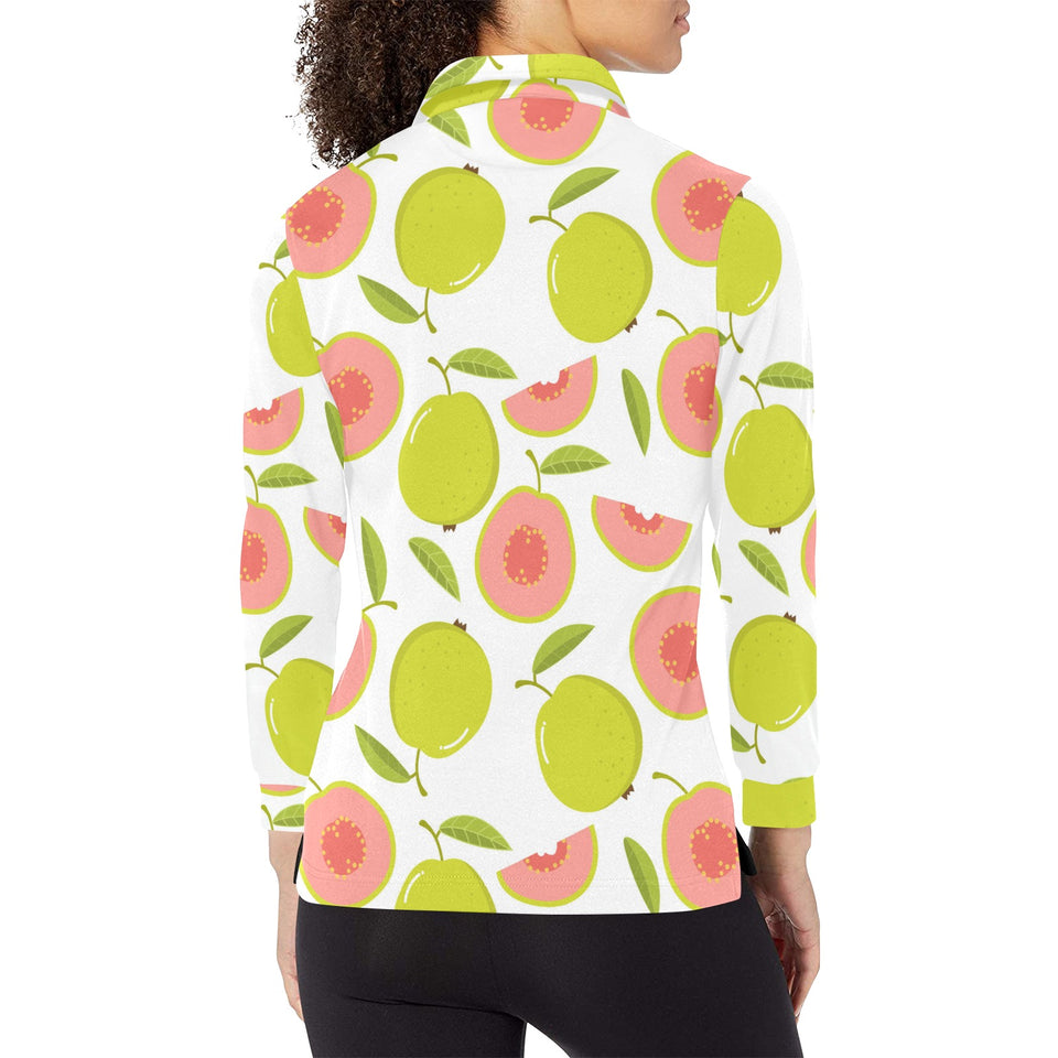 Guava pattern Women's Long Sleeve Polo Shirt
