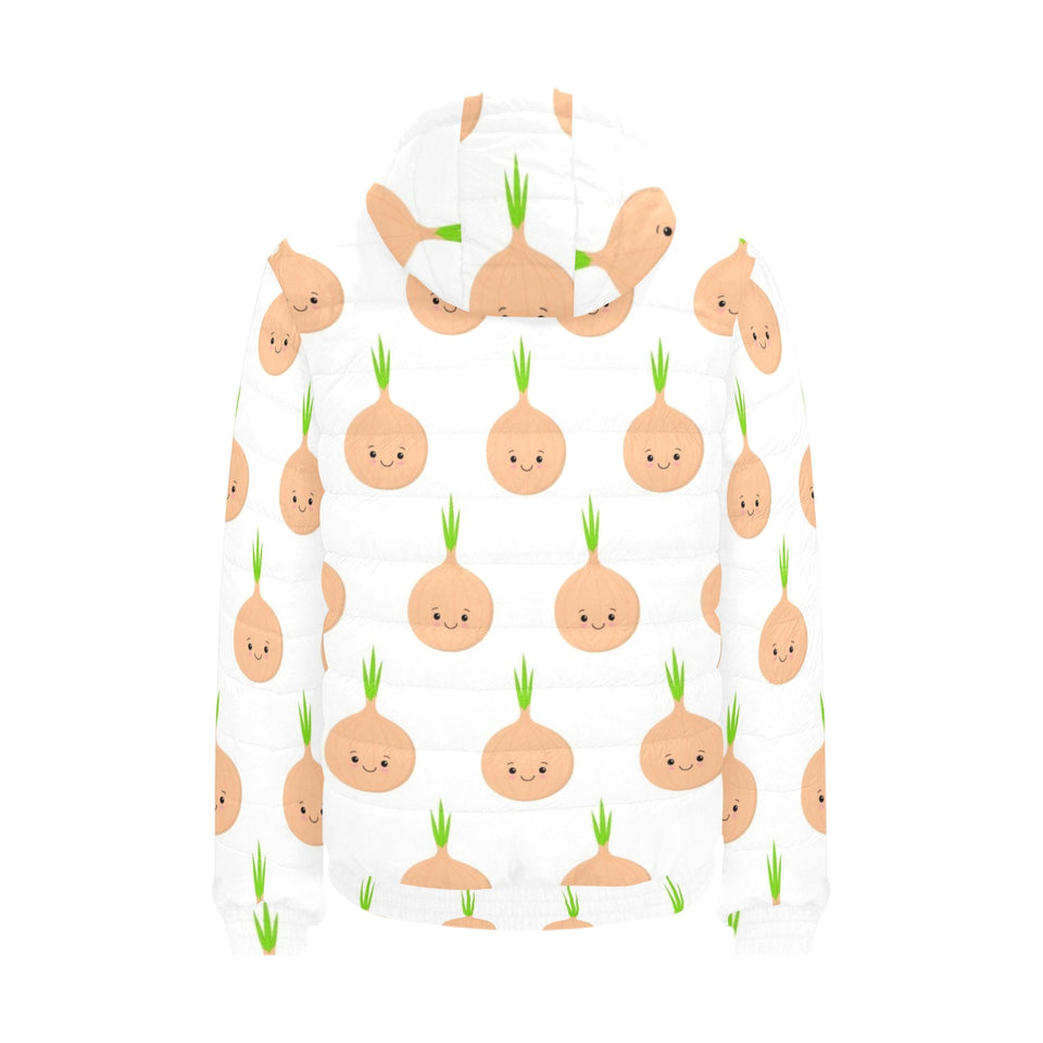 cute onions smiling faces Men's Padded Hooded Jacket