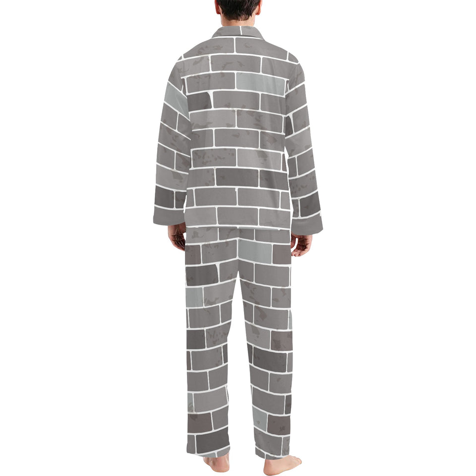 Brick Printed Pattern Print Design 05 Men's Long Pajama Set