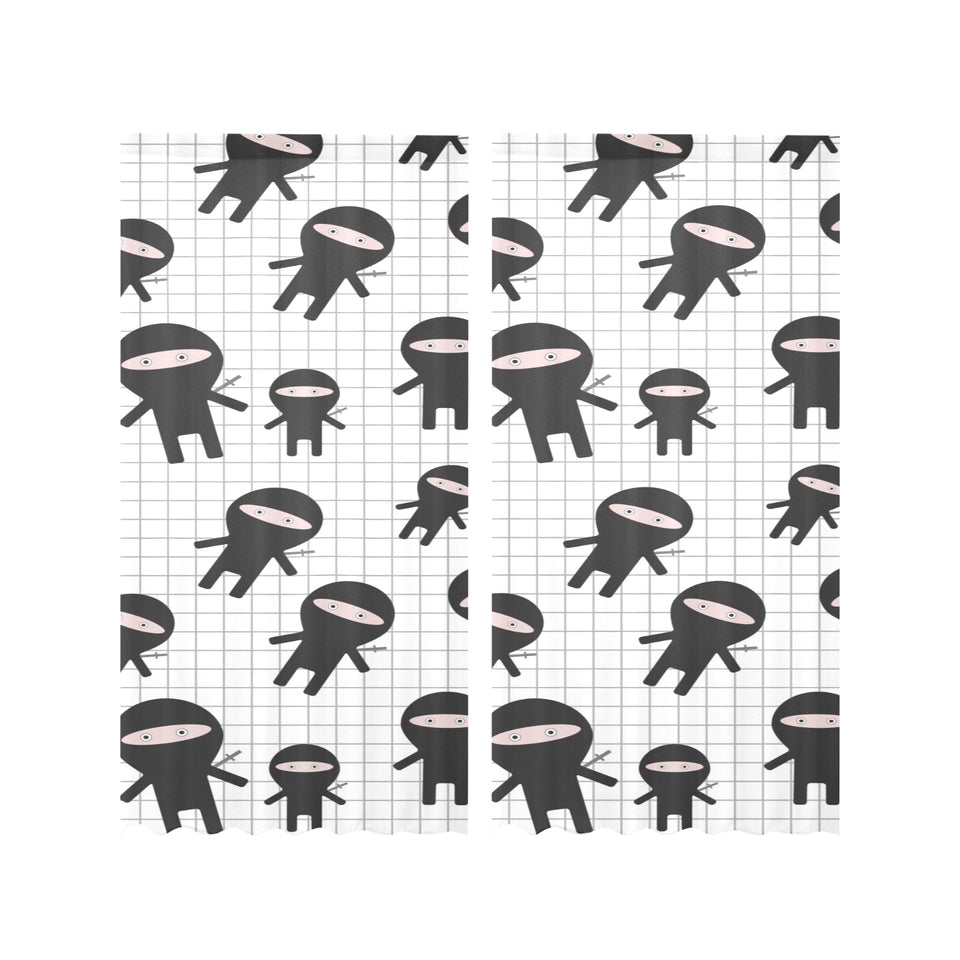 Ninja pattern plaid background Gauze Curtain