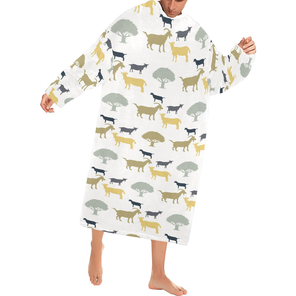 Silhouettes of goat and tree pattern Blanket Robe with Sleeves