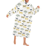 Silhouettes of goat and tree pattern Blanket Robe with Sleeves