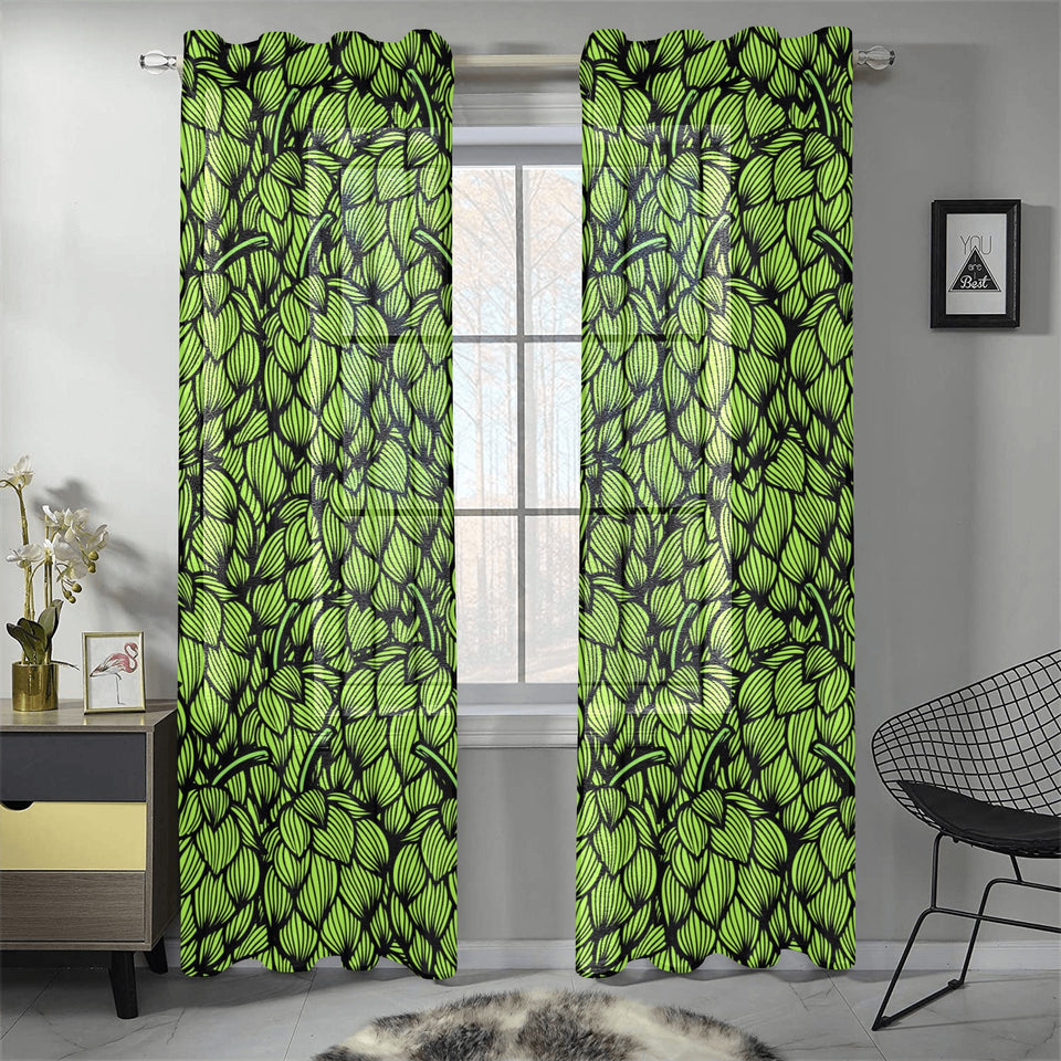 Green hop pattern Gauze Curtain