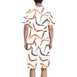 Boomerang Australian aboriginal ornament pattern Men's V-Neck Short Pajama Set