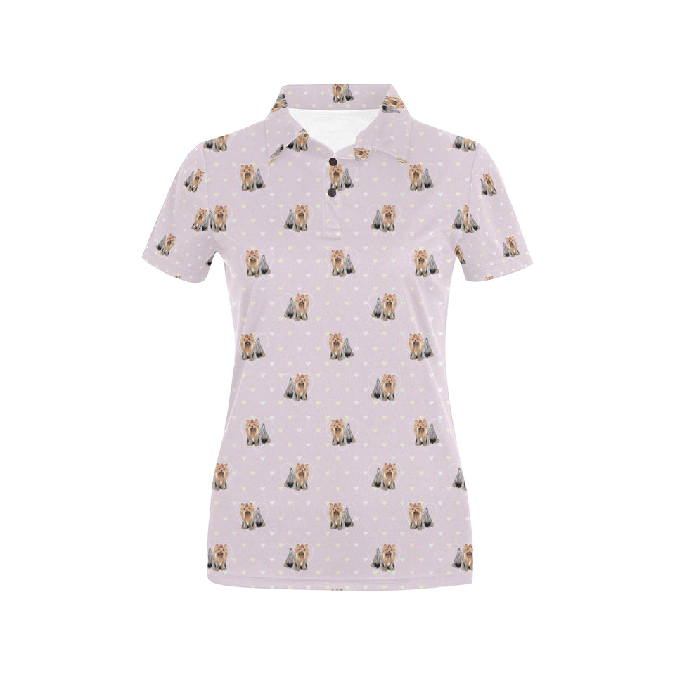 Yorkshire Terrier Pattern Print Design 02 Women's All Over Print Polo Shirt