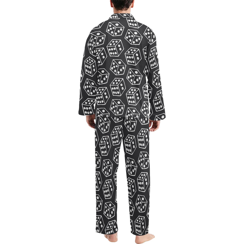 Dice Pattern Print Design 01 Men's Long Pajama Set
