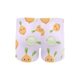 cute onions smiling faces purple background Men's Swimming Trunks