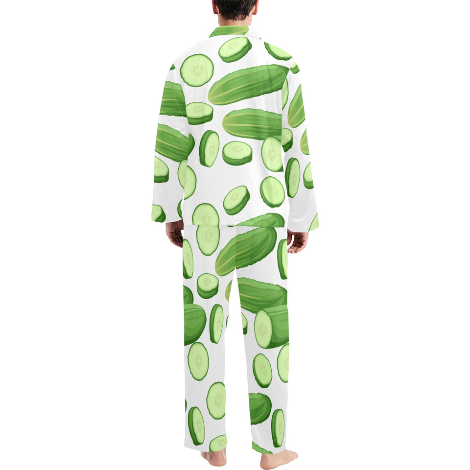cucumber whole slices pattern Men's Long Pajama Set