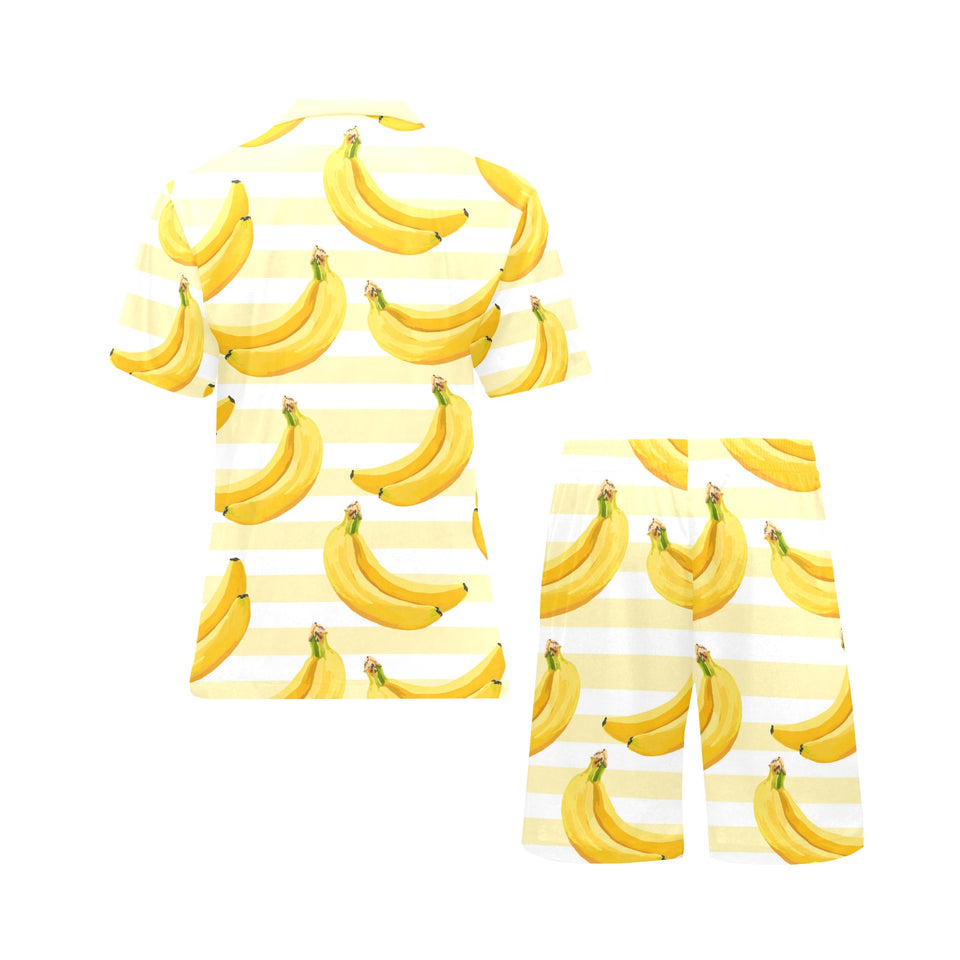 Banana pattern blackground Men's V-Neck Short Pajama Set