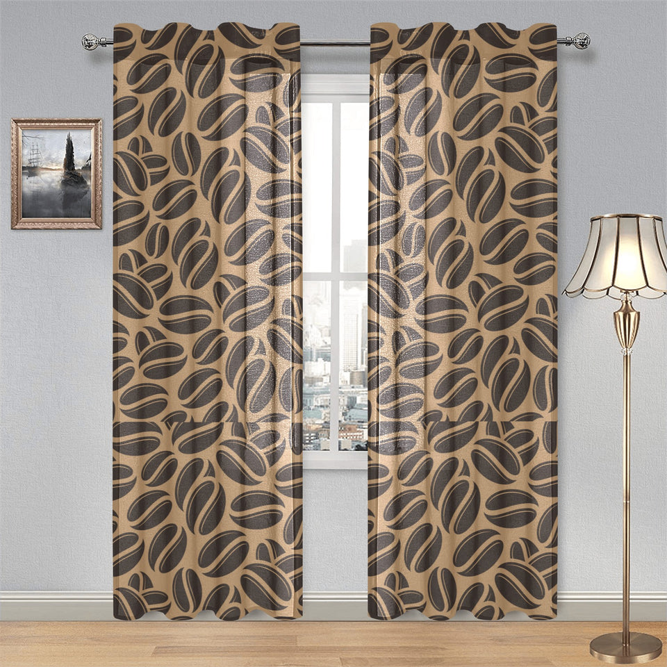 Coffee bean on brown background Gauze Curtain