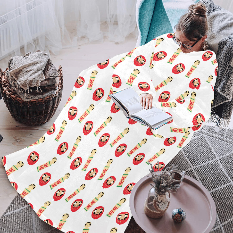Daruma japanese wooden doll Blanket Robe with Sleeves