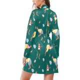 Kangaroo leaves pattern Women's Long Sleeve Belted Night Robe