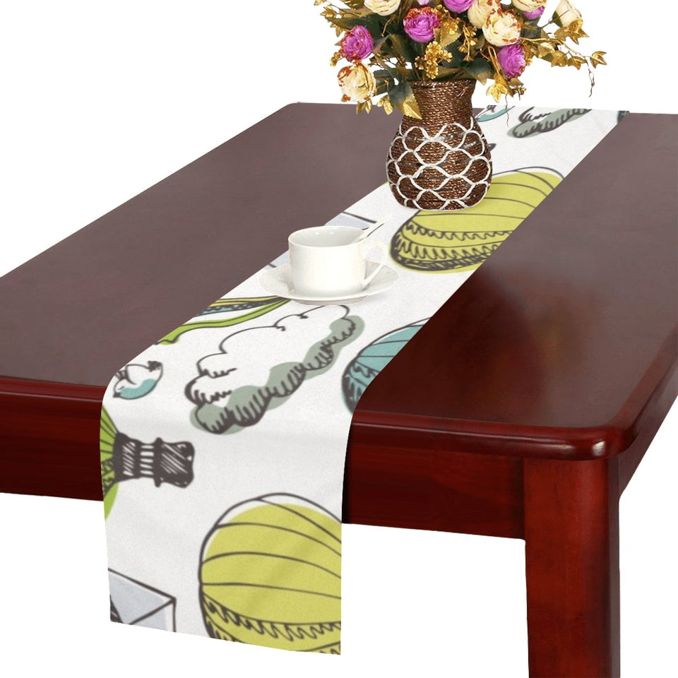 Hot Air Balloon Bird Cloud Pattern Table Runner