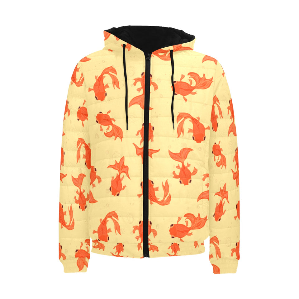 Goldfish Pattern Print Design 02 Men's Padded Hooded Jacket