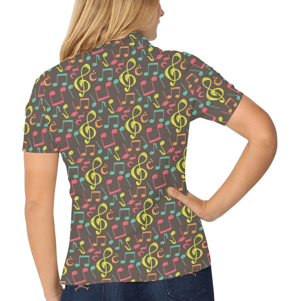 Music Notes Pattern Print Design 05 Women's All Over Print Polo Shirt